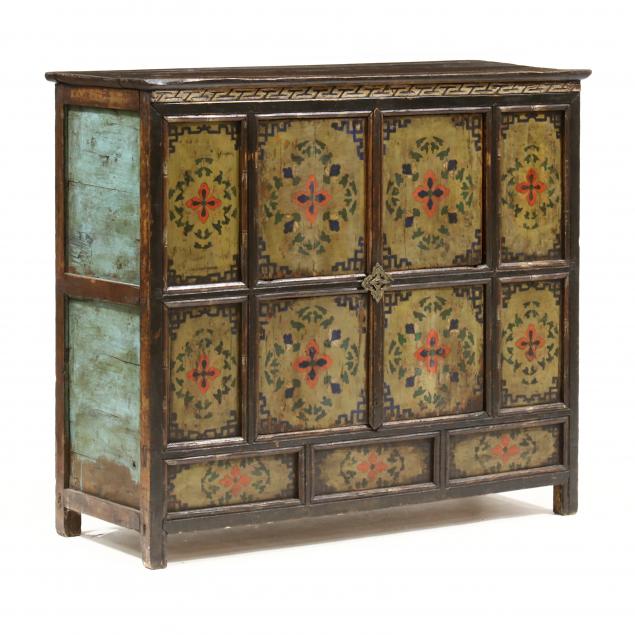 A LARGE TIBETAN PAINTED STORAGE