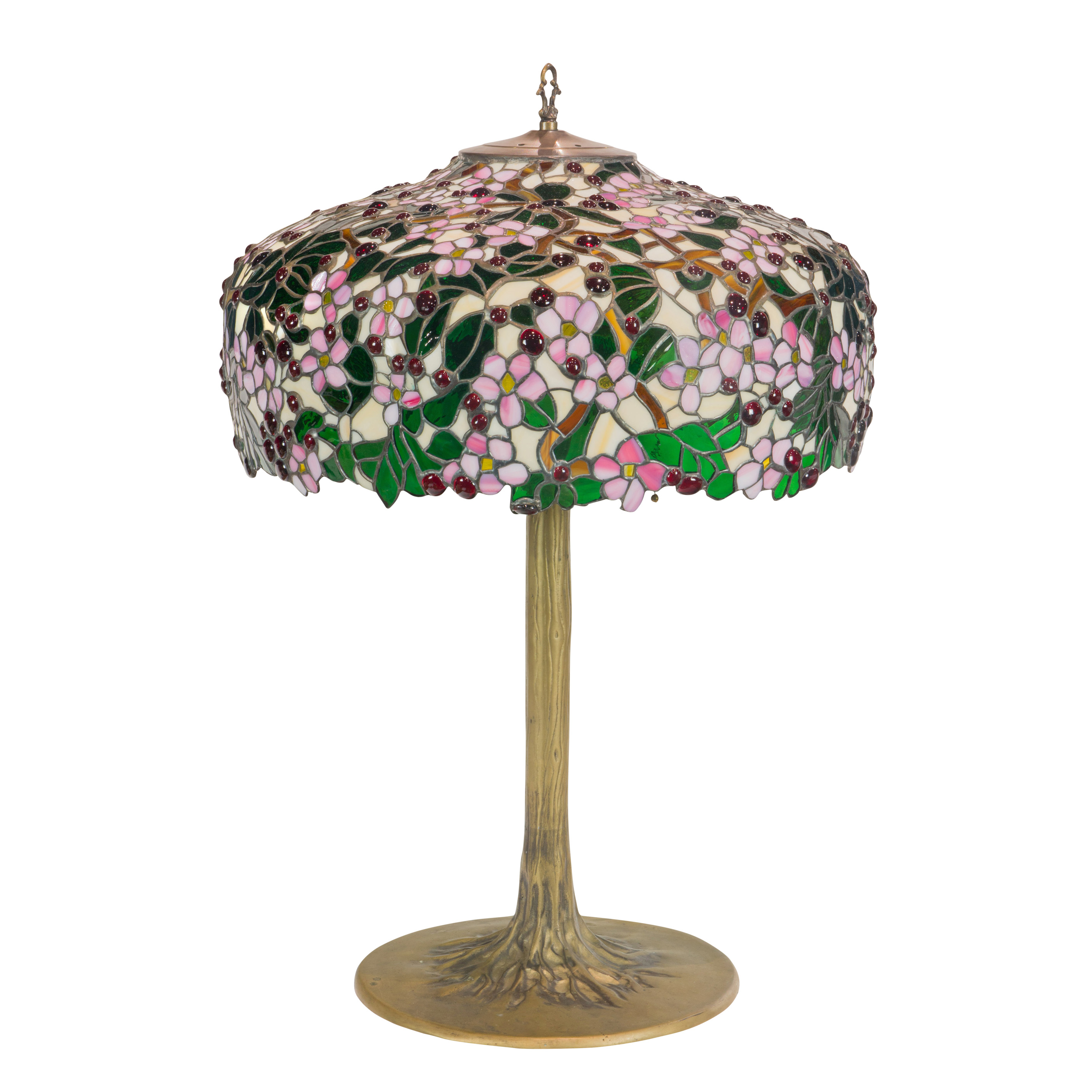 A LARGE TIFFANY STYLE LEADED