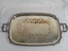 A large two handled silver plate on
