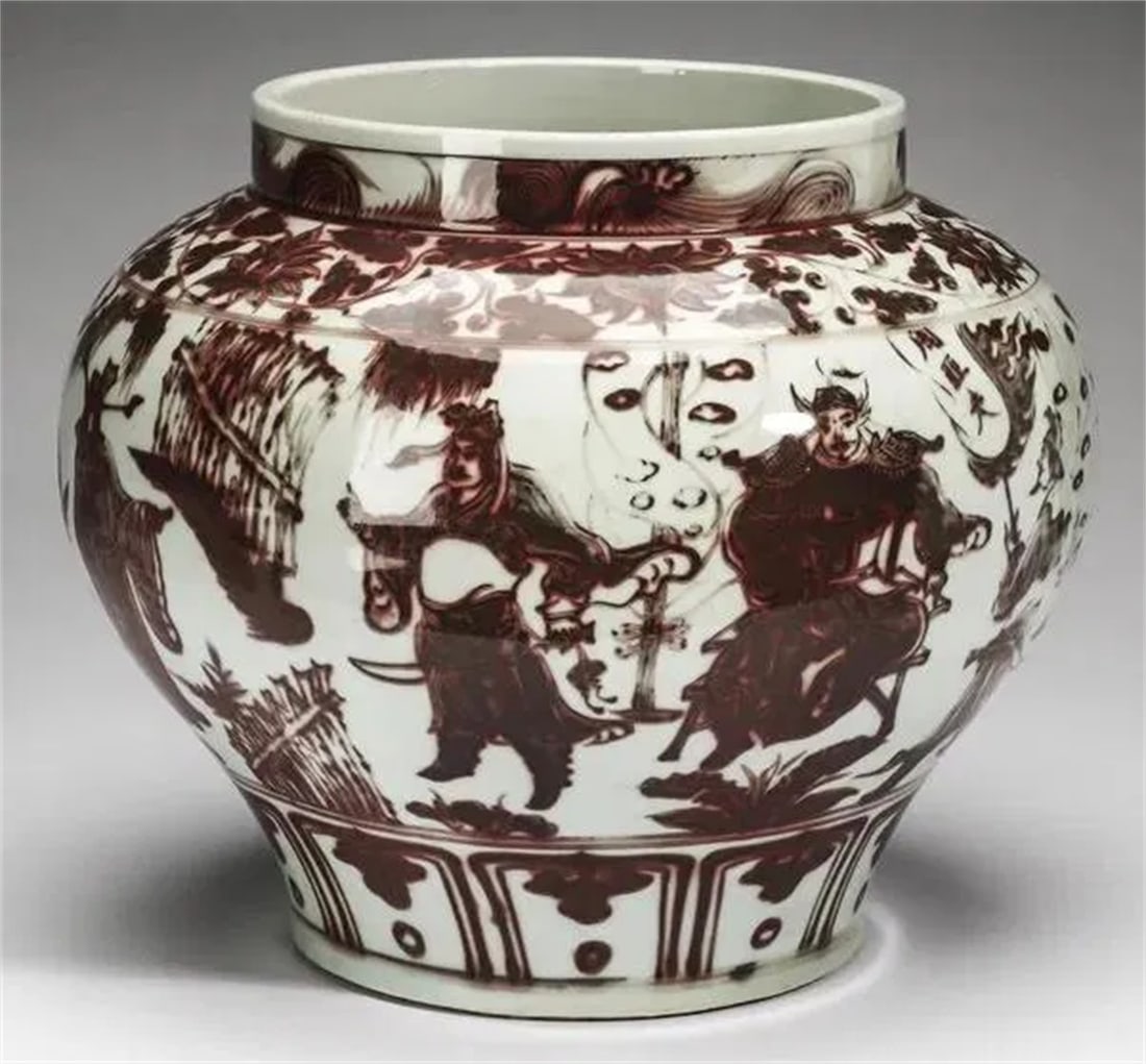 A LARGE UNDERGLAZE RED STORYTELLING