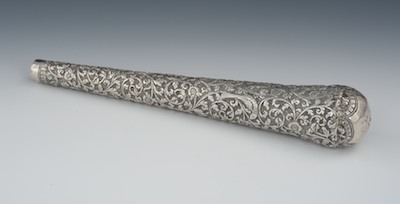 A Large Victorian Silver Parasol