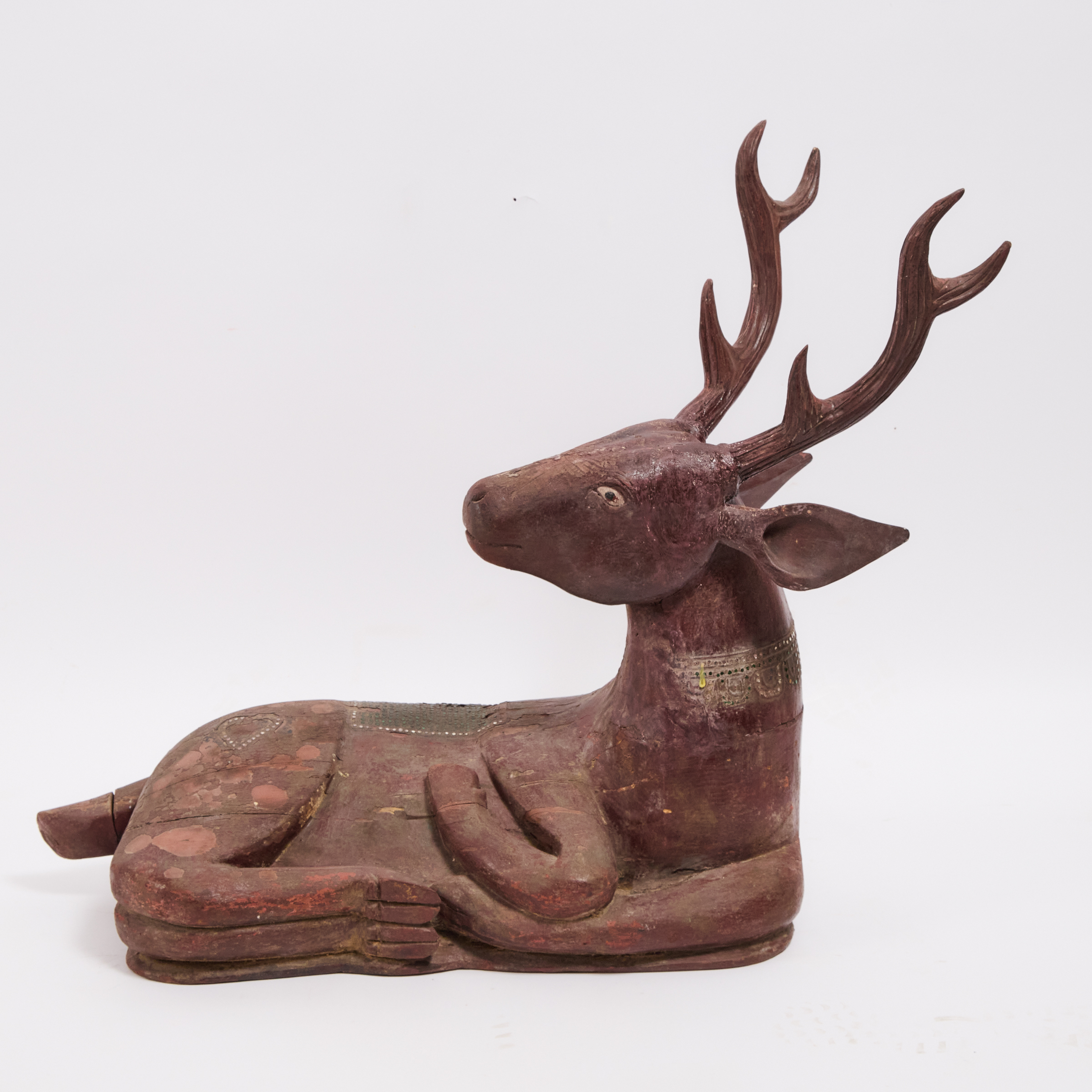 A Large Wood Model of a Deer,