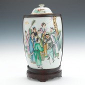 A Large Wood Mounted Porcelain