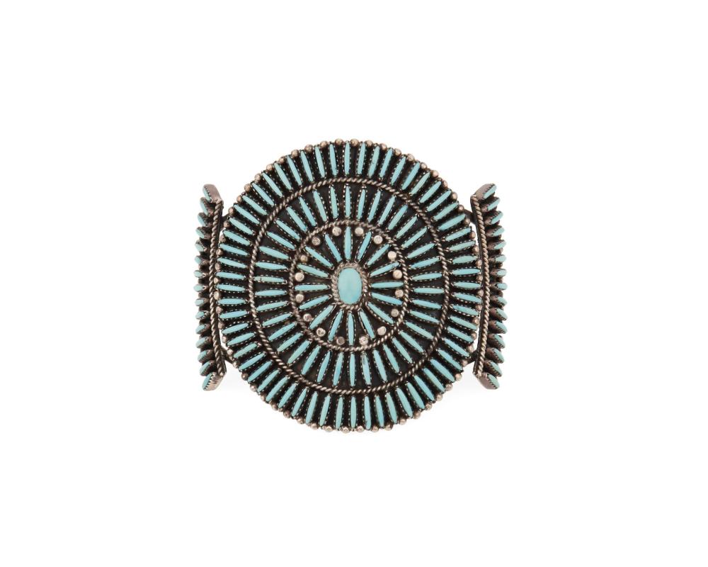 A LARGE ZUNI STYLE NEEDLEPOINT CUFF