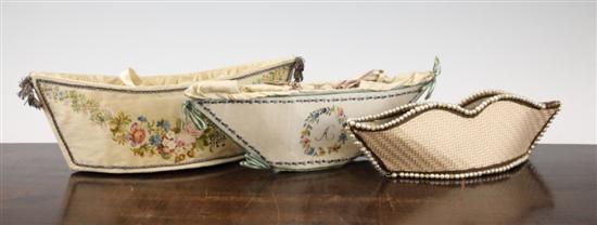 A late George III painted silk boat