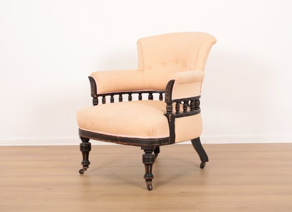 A LATE VICTORIAN EBONISED AND