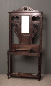 A late Victorian oak hallstand
