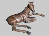 A LAYING DOWN HORSE BRONZE SCU