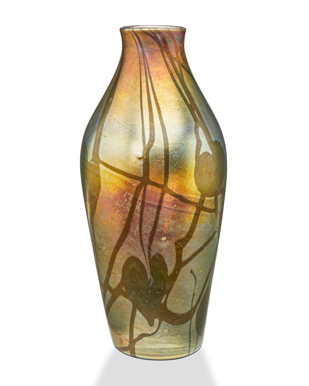 A L.C. TIFFANY FAVRILE GLASS LEAF