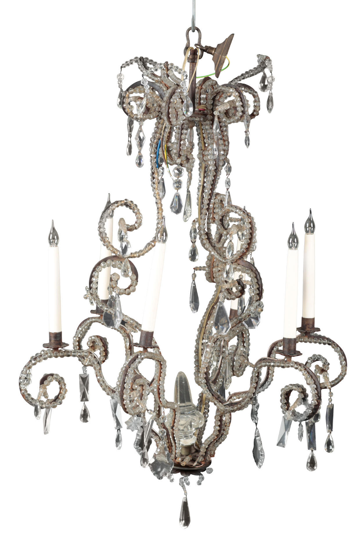 A LEAD, CRYSTAL AND FADED GILT