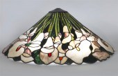 A LEADED COLORED SLAG GLASS CA