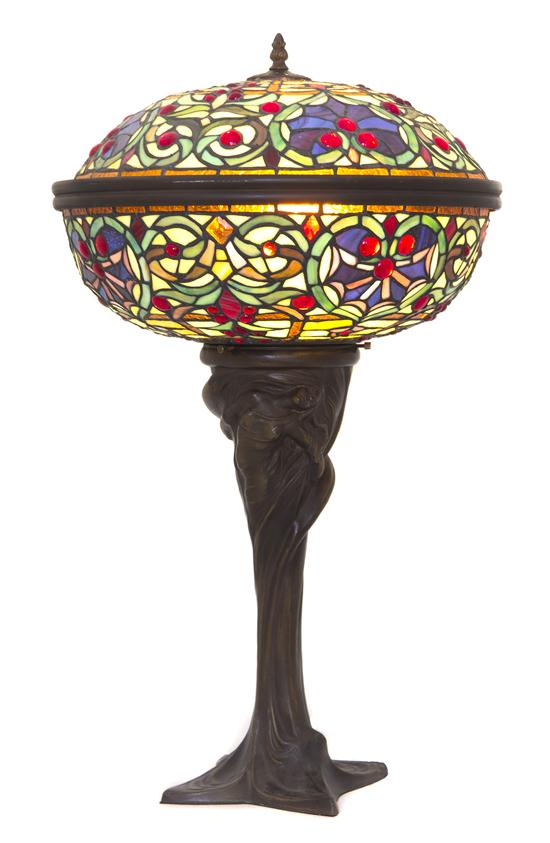 A Leaded Glass Table Lamp having