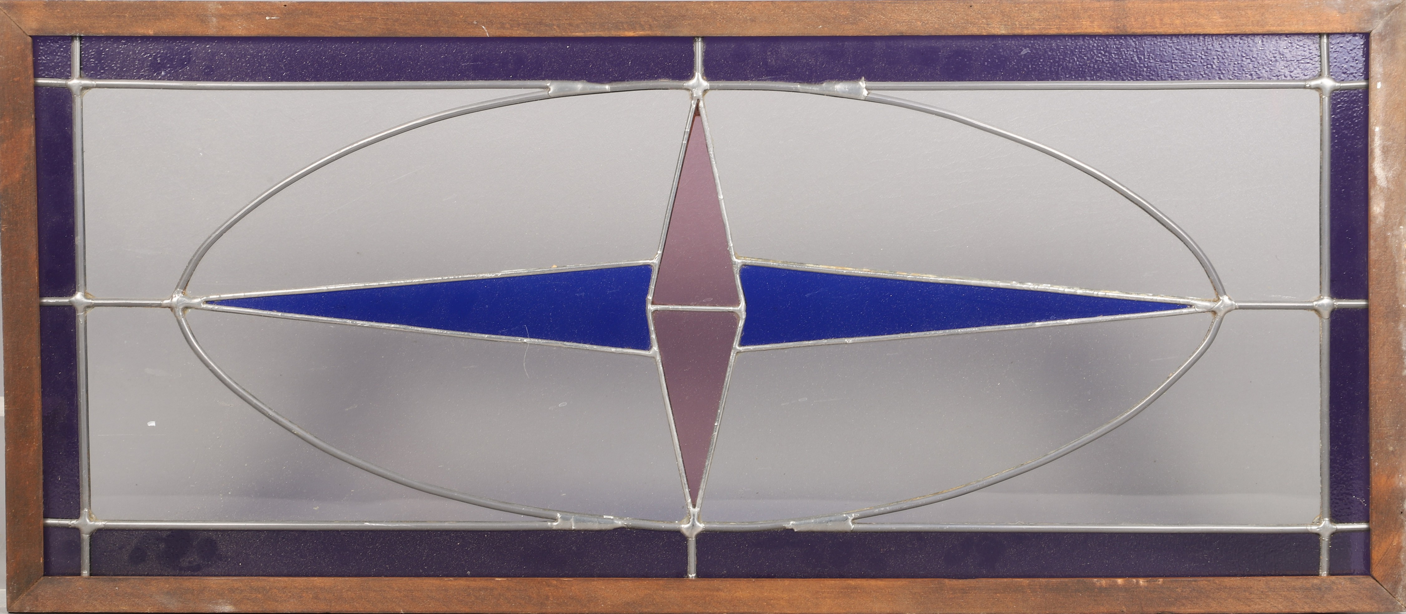 A leaded stained glass window,