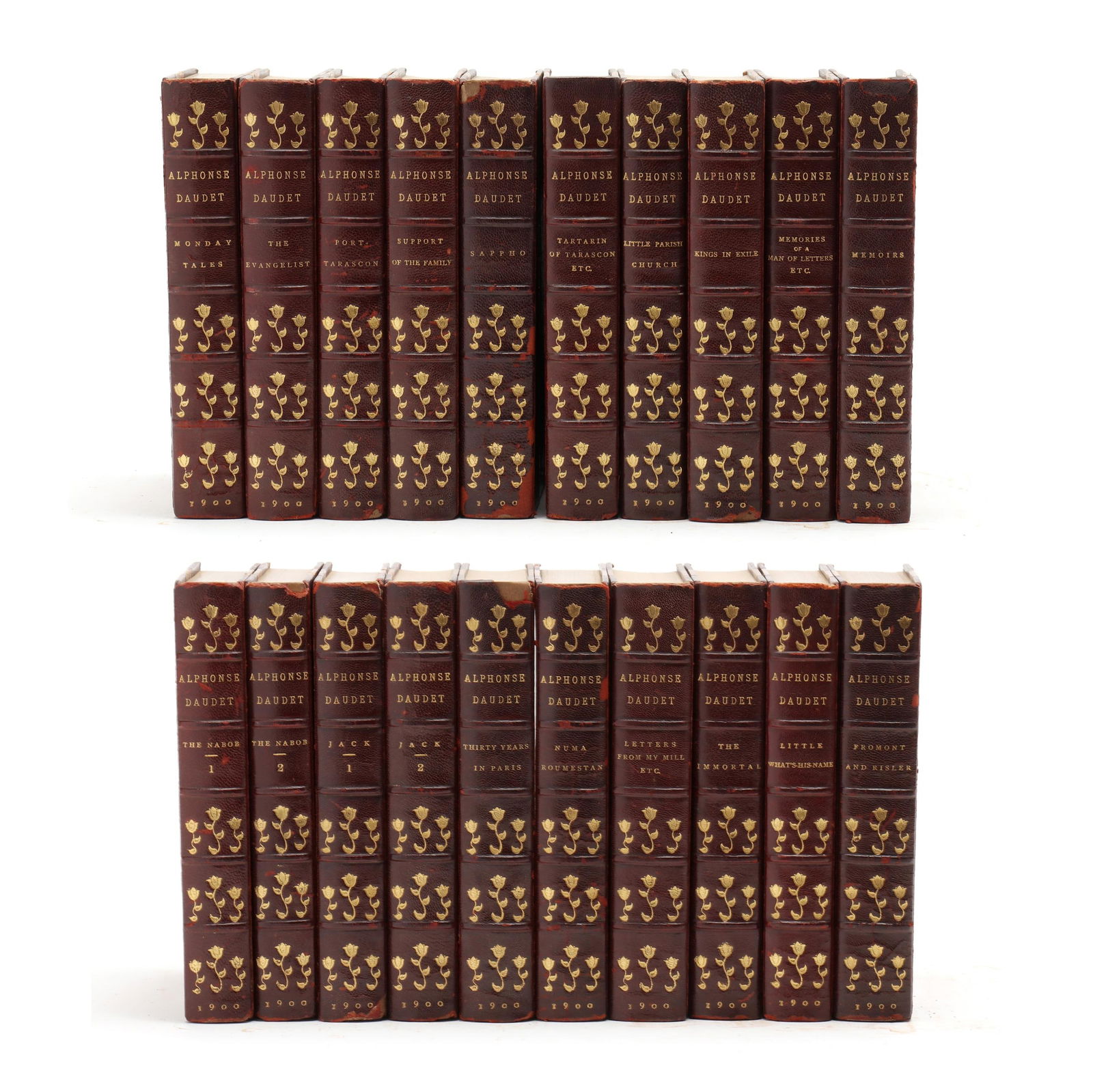 A LEATHER BOUND SET OF THE WORKS OF