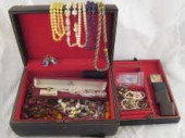 A leather covered jewellery bo