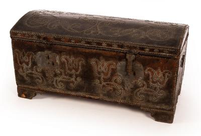 A leather covered trunk with