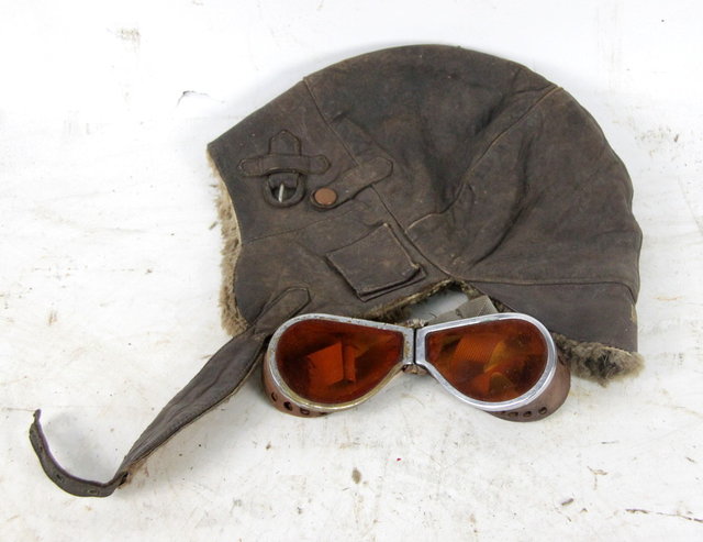 A leather flying cap by Andre &
