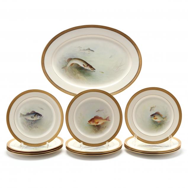 A LENOX CHINA FISH SET Including