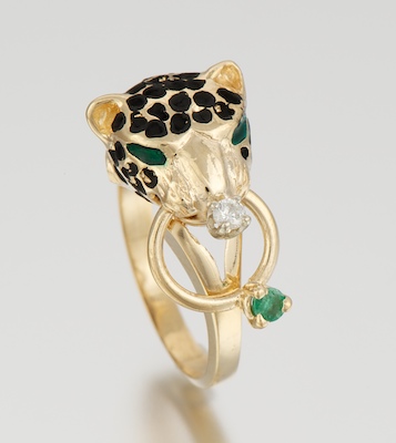 A Leopard Head Design Ring 14k