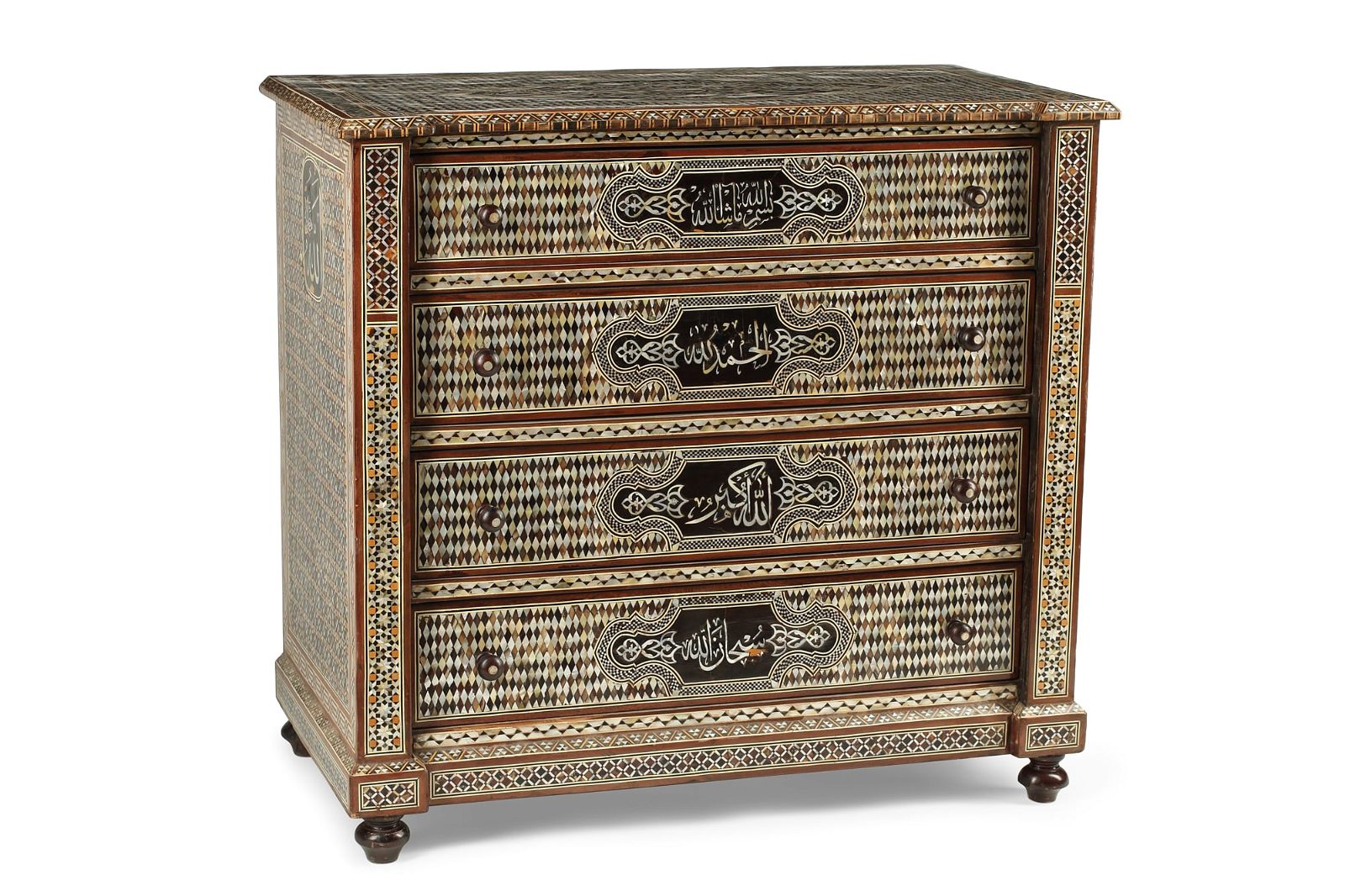 A LEVANTINE SHELL INLAID HARDWOOD
