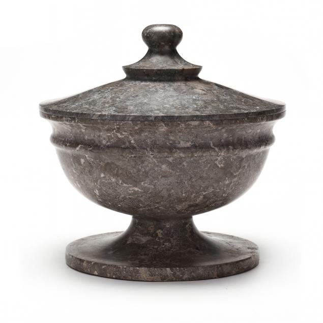 A LIDDED HARDSTONE URN 20th