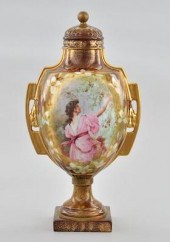 A Lidded Signed Scenic Porcela