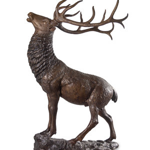 A Life Size Bronze Elk 20th Century