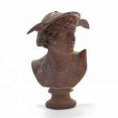 A LIFE-SIZE CAST IRON BUST OF
