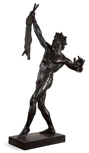 A LIFE-SIZE FRENCH BRONZE FAUN,