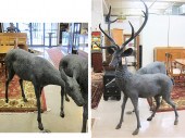 A LIFE-SIZE PAIR OF BRONZE WIL