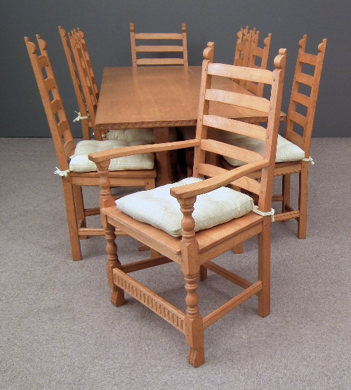 A light oak refectory table of