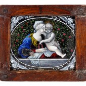 A Limoges Painted Enamel Plaqu