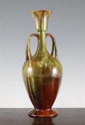 A Linthorpe pottery twin handl