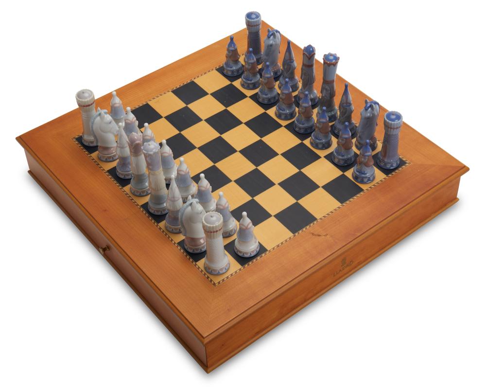 A LLADRO "MEDIEVAL" PORCELAIN CHESS