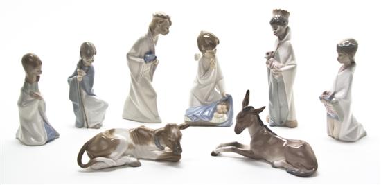 A Lladro Porcelain Nativity Set