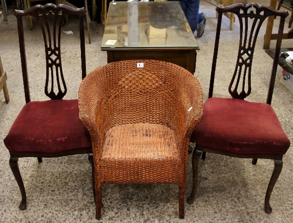 A Lloyd Loom Chair and a pair of