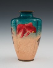 A Lobed Tomei Shippo Fish Vase