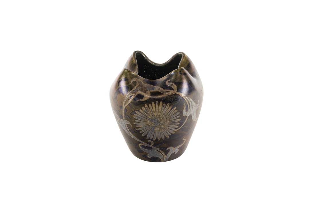 A LOETZ SILVER OVERLAY IRIDESCENT