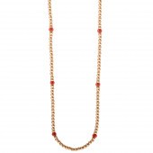 A LONG 14K BEAD & CARNELIAN NE