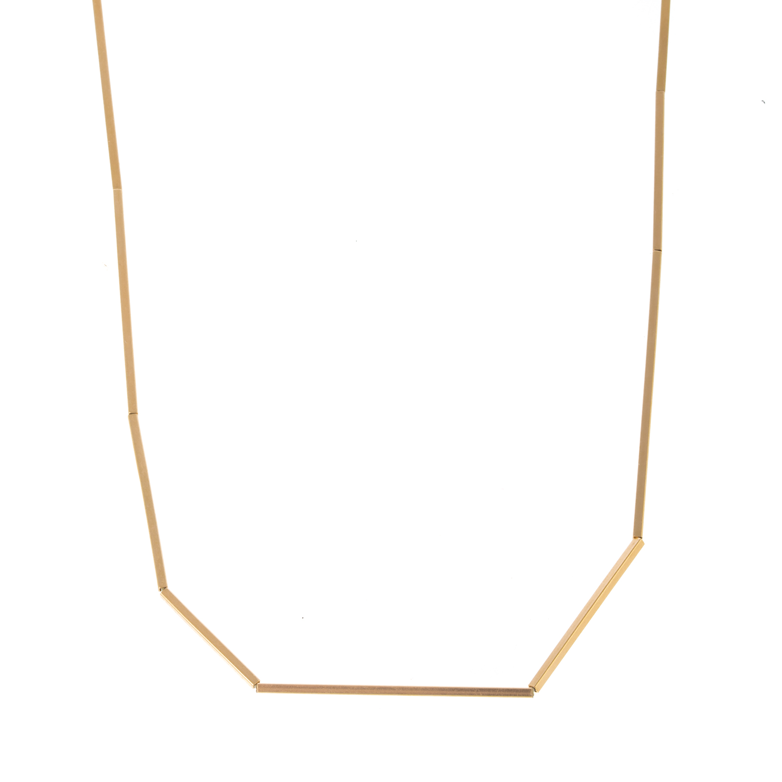 A LONG 14K TUBULAR NECKLACE BY