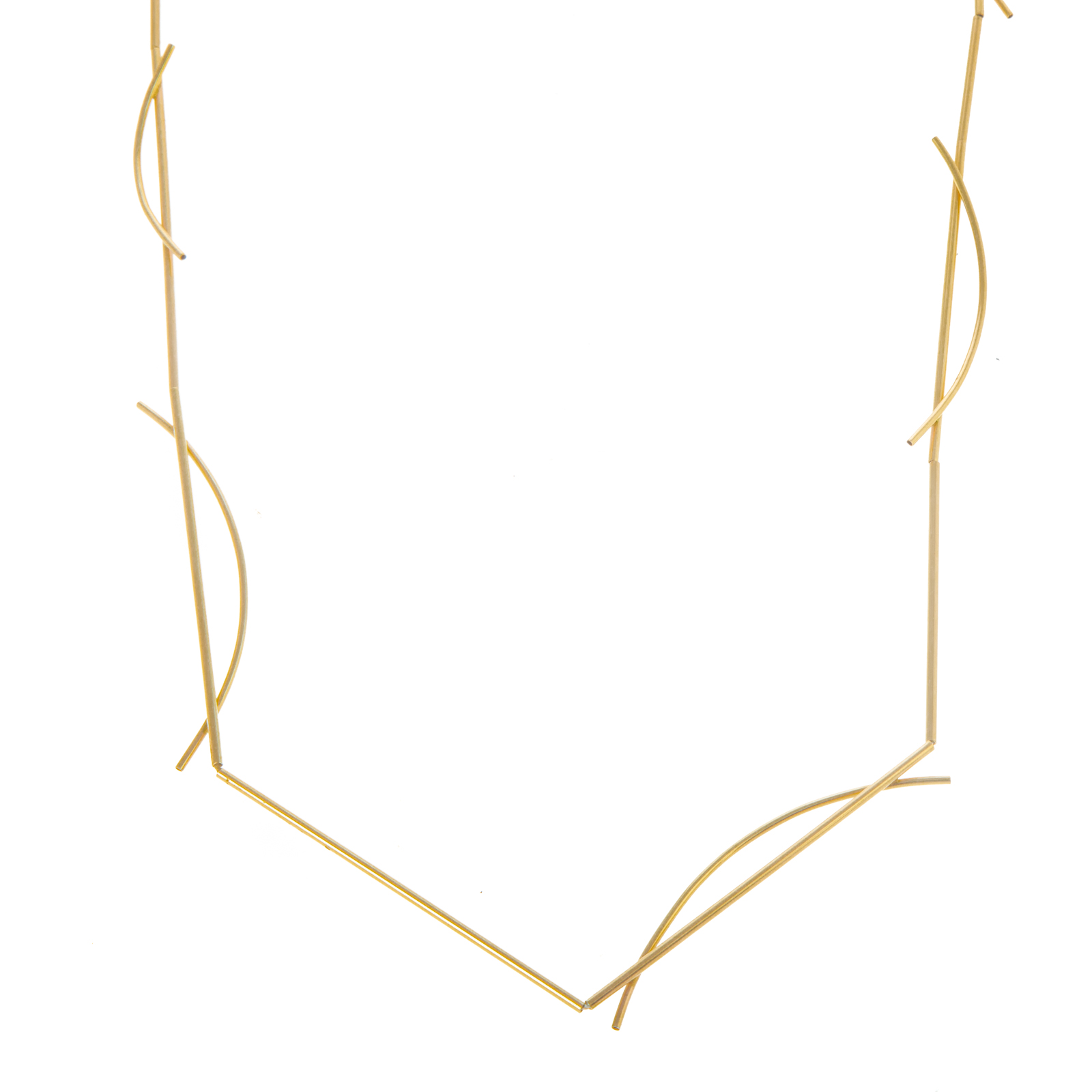 A LONG 14K YELLOW GOLD MODERNIST