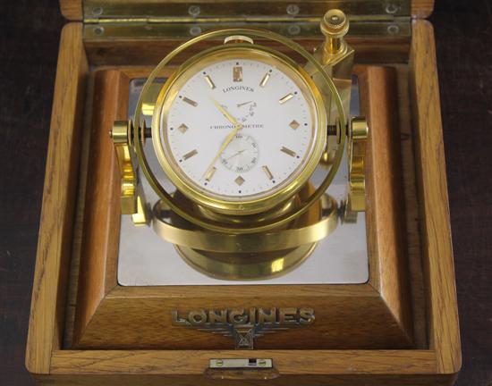 A Longines gilt brass desk