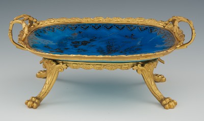 A Longwy Tray with Ormolu Mounts