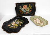 A LOT OF 3 TOLE PAINTED MCM TR
