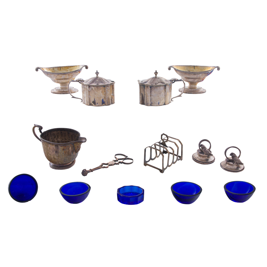 A (LOT OF 9) ENGLISH STERLING TABLE