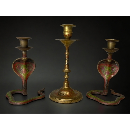 A LOT OF INDIAN BRASS AND ENAMEL