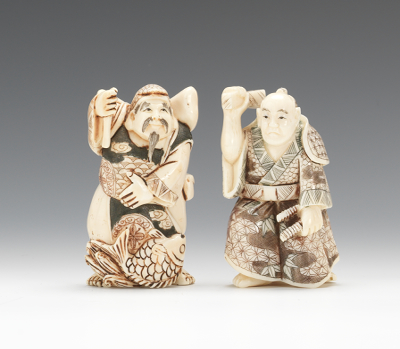 A Lot of Two Carved Ivory Figures
