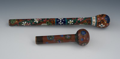 A Lot of Two Cloisonne Parasol