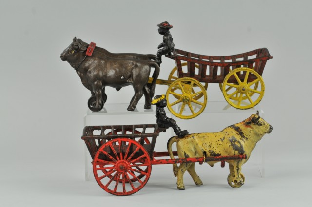 a/ LOT OF TWO PLANTATION OX CARTS