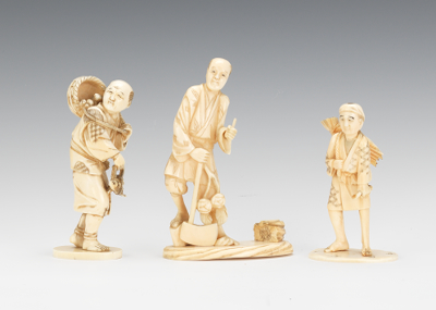 A Lot of "Working Men" Carved Ivory